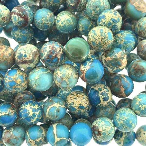 Edelsteen rond Natural Imperial Jasper turquoise 10mm-Kraaltjes van Renate