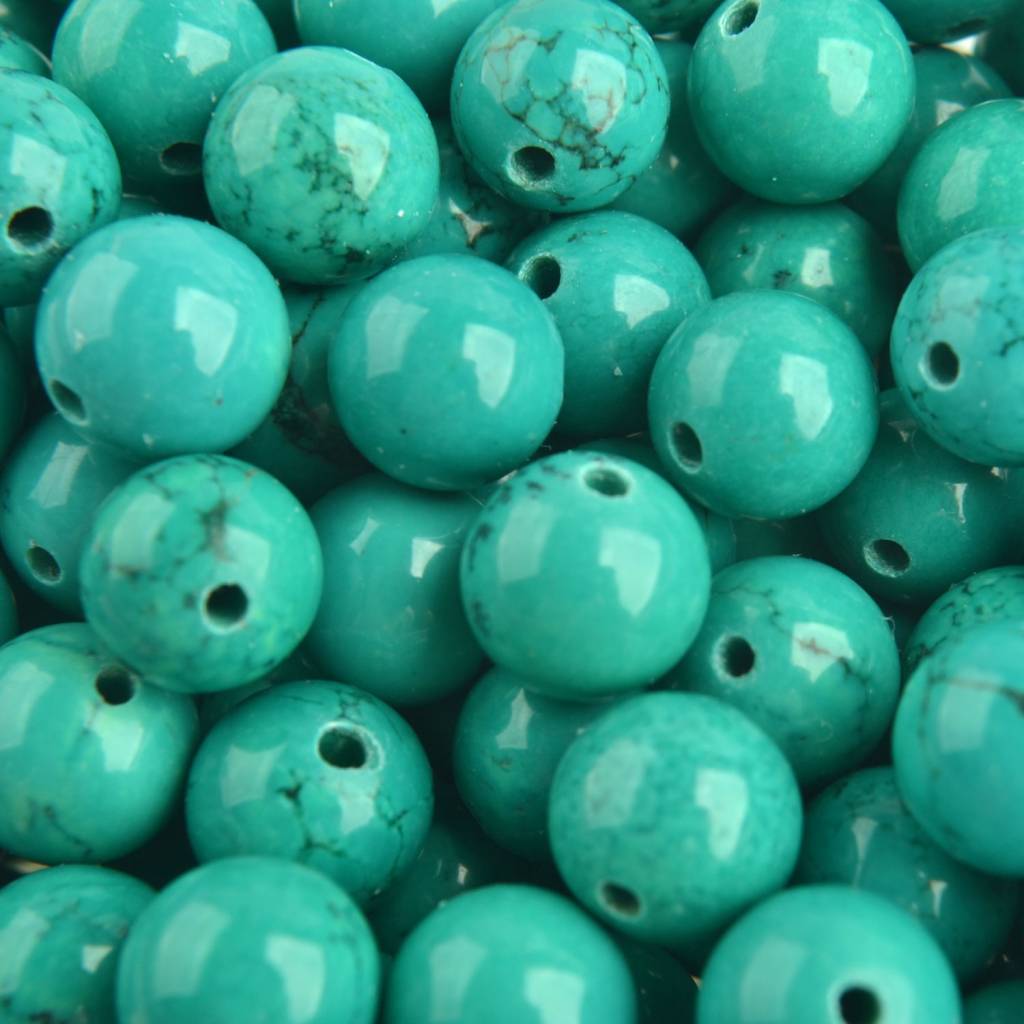 Edelsteen rond Sinkiang Turquoise 10mm-Kraaltjes van Renate