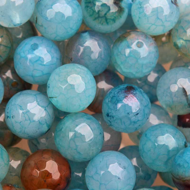 Edelsteen rond crackle agaat aqua facet 10mm-Kraaltjes van Renate