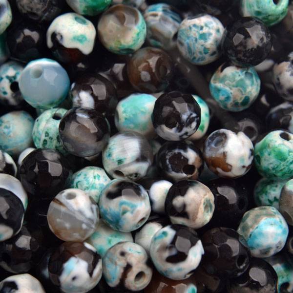 Edelsteen rond facet zwart groen Agaat 6mm - 10 stuks-Kraaltjes van Renate