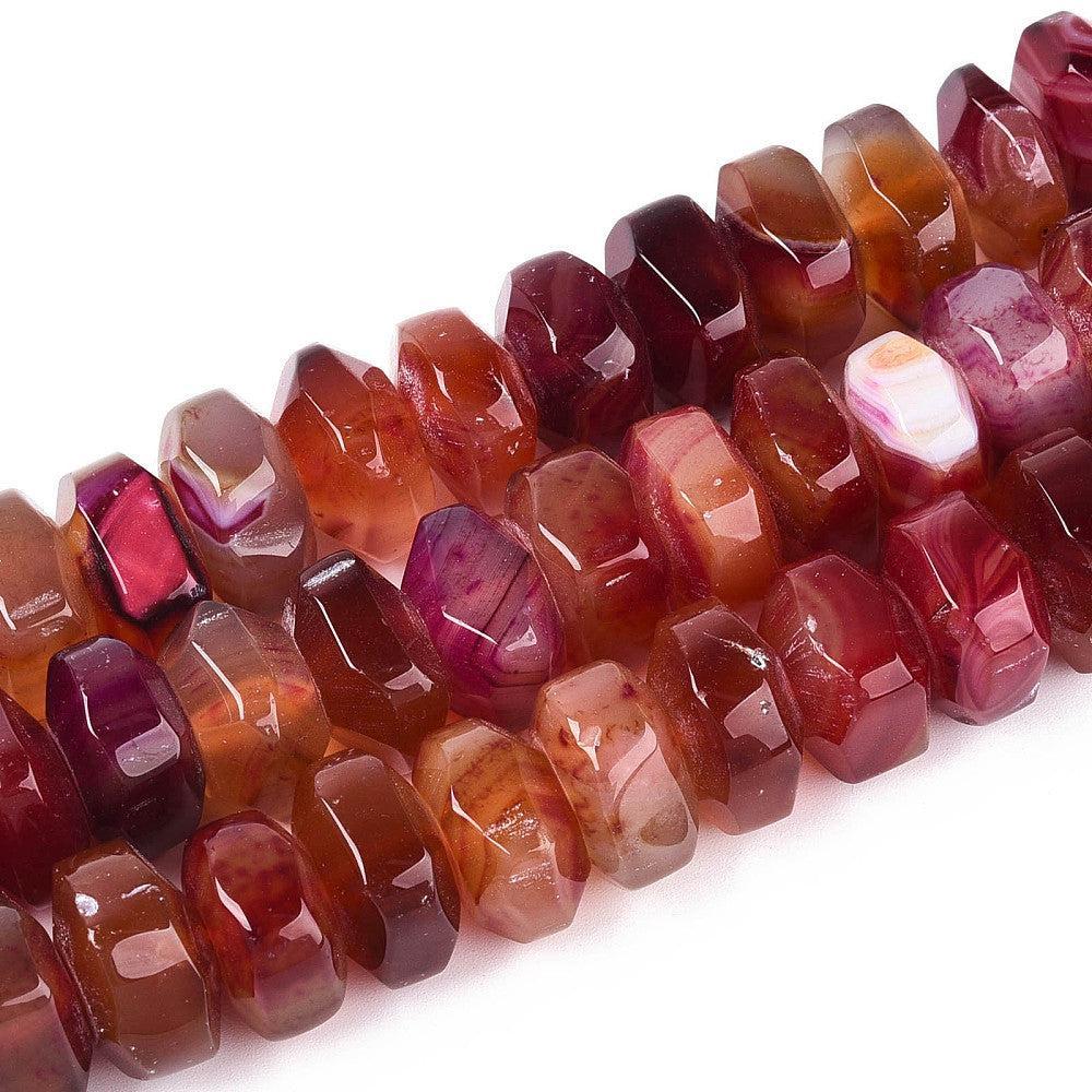 Edelsteen rondel facet kraal Agaat Cerise 18x10mm - per stuk-Kralen-Kraaltjes van Renate