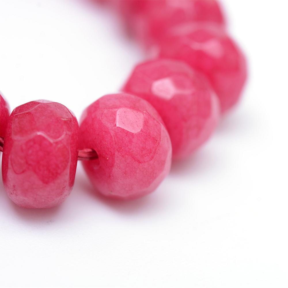 Edelsteen rondel facet kraal Jade Indian Red 8x6mm - per stuk-Kralen-Kraaltjes van Renate