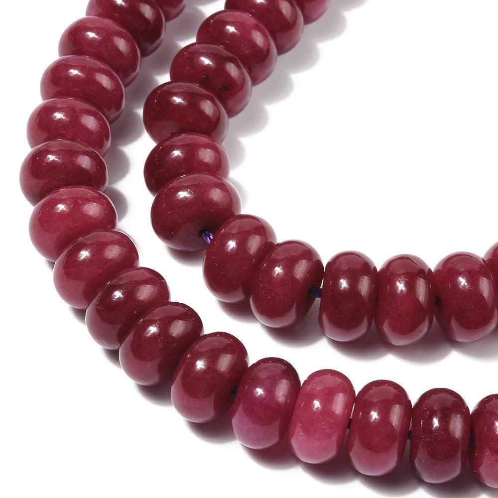 Edelsteen rondel kraal Jade Bordeaux Rood 10x6mm - per stuk-Kralen-Kraaltjes van Renate