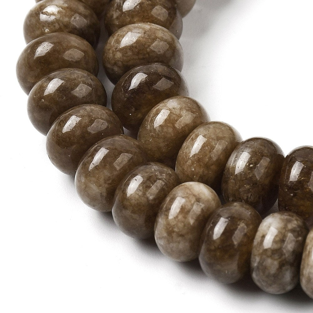 Edelsteen rondel kraal Jade Sienna Bruin 10x6mm - per stuk-Kralen-Kraaltjes van Renate