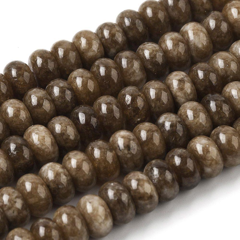 Edelsteen rondel kraal Jade Sienna Bruin 10x6mm - per stuk-Kralen-Kraaltjes van Renate