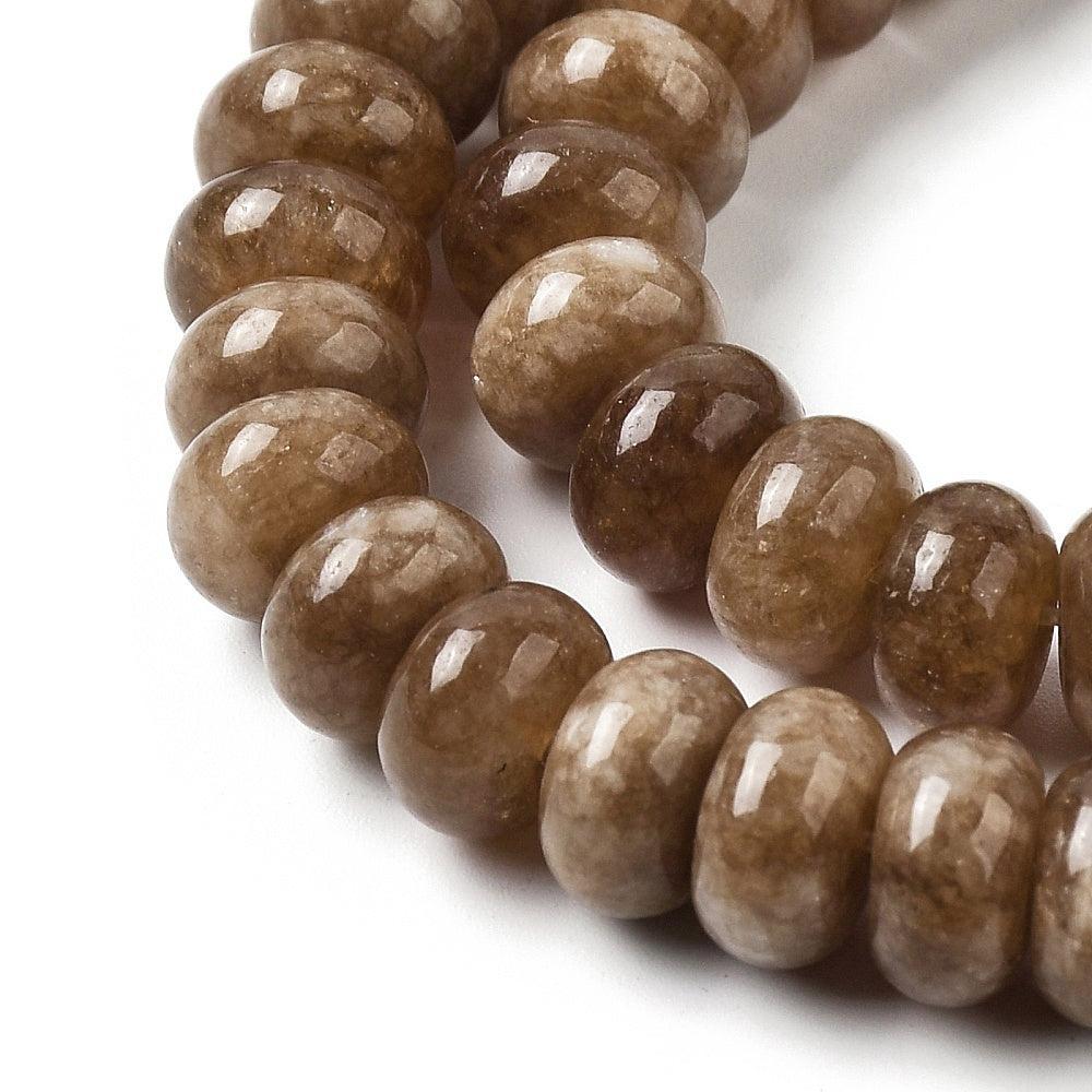 Edelsteen rondel kraal Jade Taupe Bruin 10x6mm - per stuk-Kralen-Kraaltjes van Renate