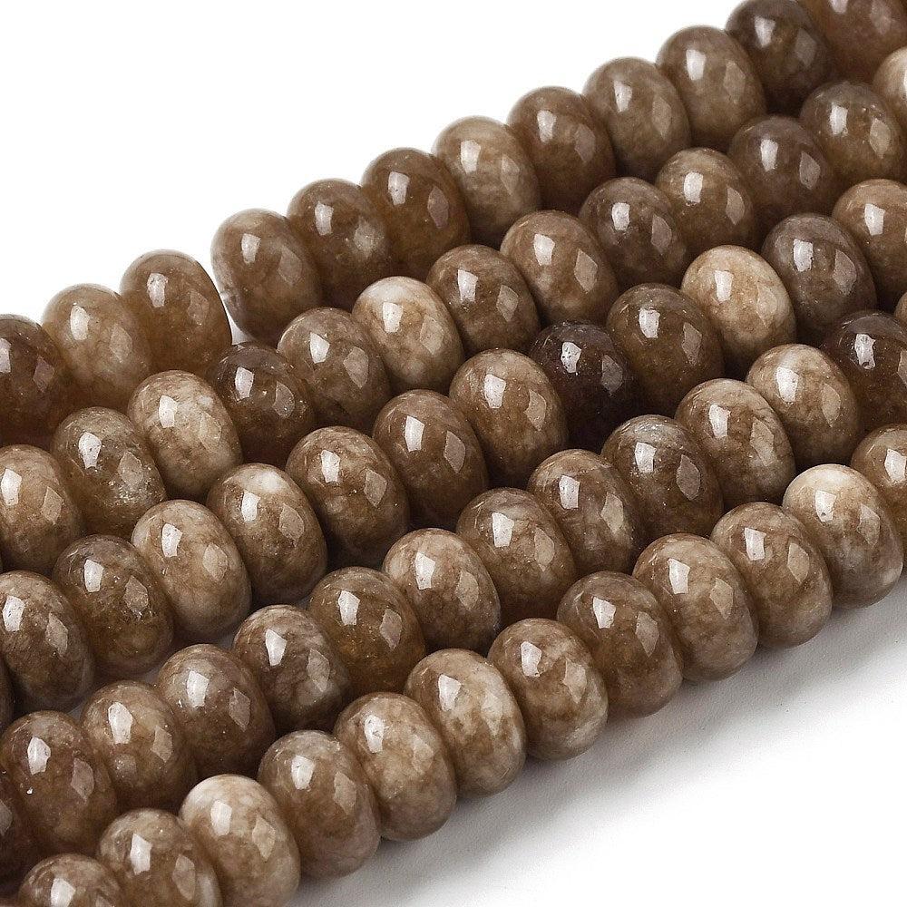 Edelsteen rondel kraal Jade Taupe Bruin 10x6mm - per stuk-Kralen-Kraaltjes van Renate