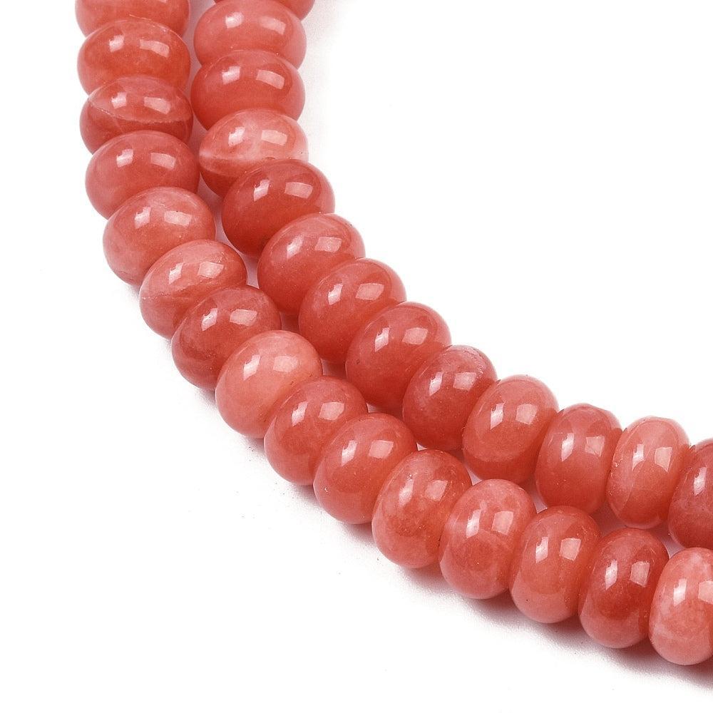 Edelsteen rondel kraal Jade Vintage Roze 10x6mm - per stuk-Kralen-Kraaltjes van Renate