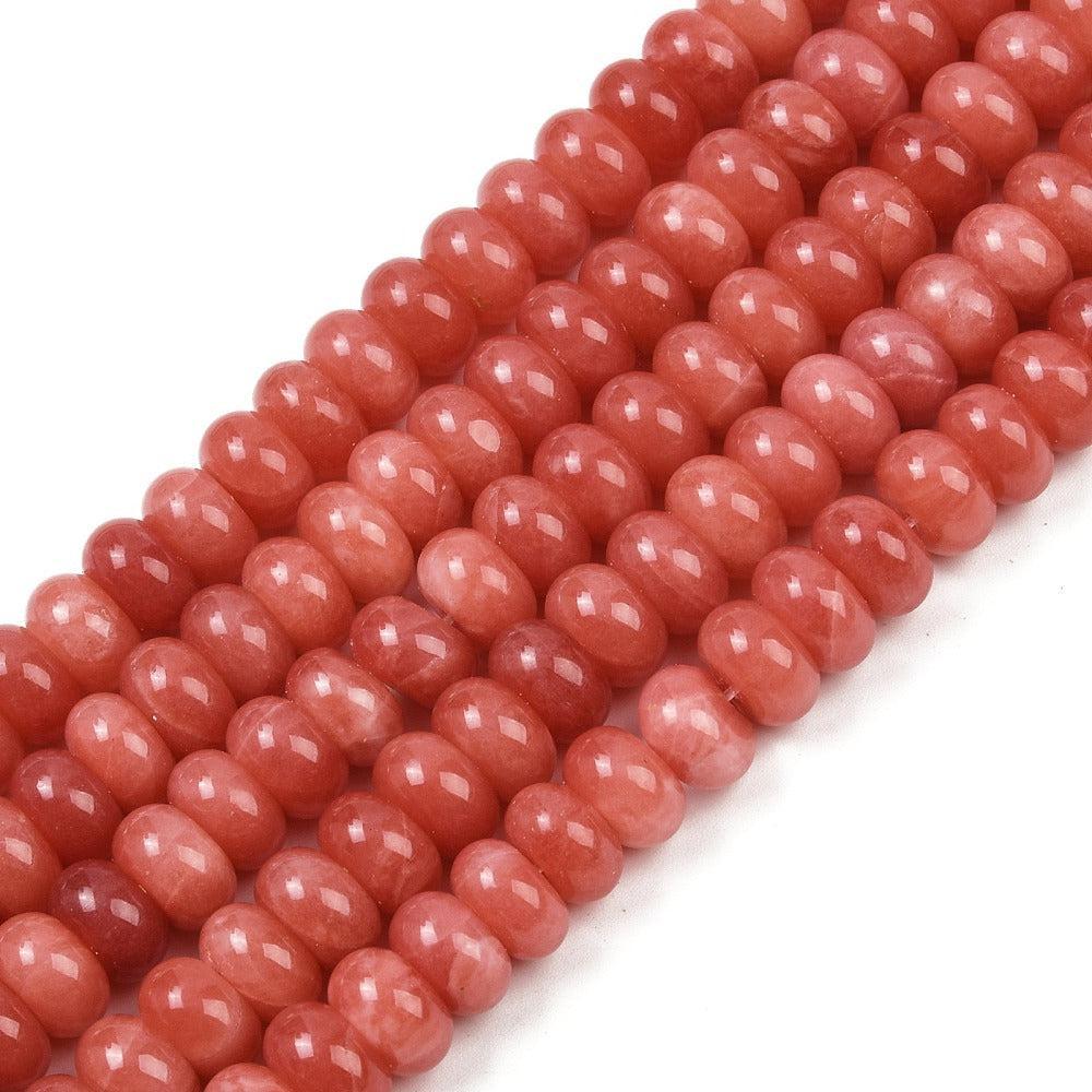 Edelsteen rondel kraal Jade Vintage Roze 10x6mm - per stuk-Kralen-Kraaltjes van Renate