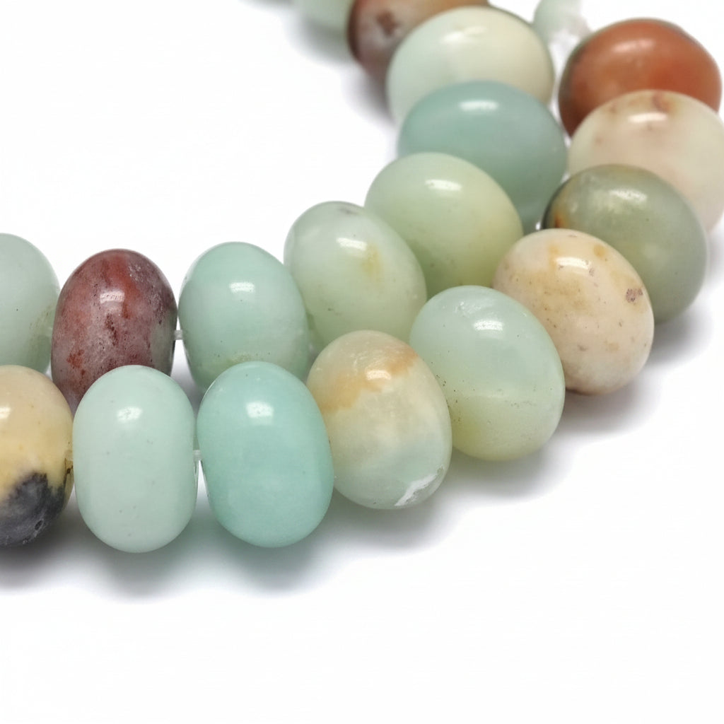 Edelsteen rondelle amazoniet 8x5mm- 8 stuks-Kralen-Kraaltjes van Renate