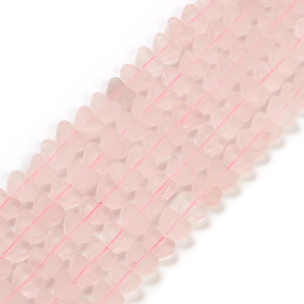 Edelsteen rose quartz kraal hartje 7,5mm- per stuk-bedels-Kraaltjes van Renate