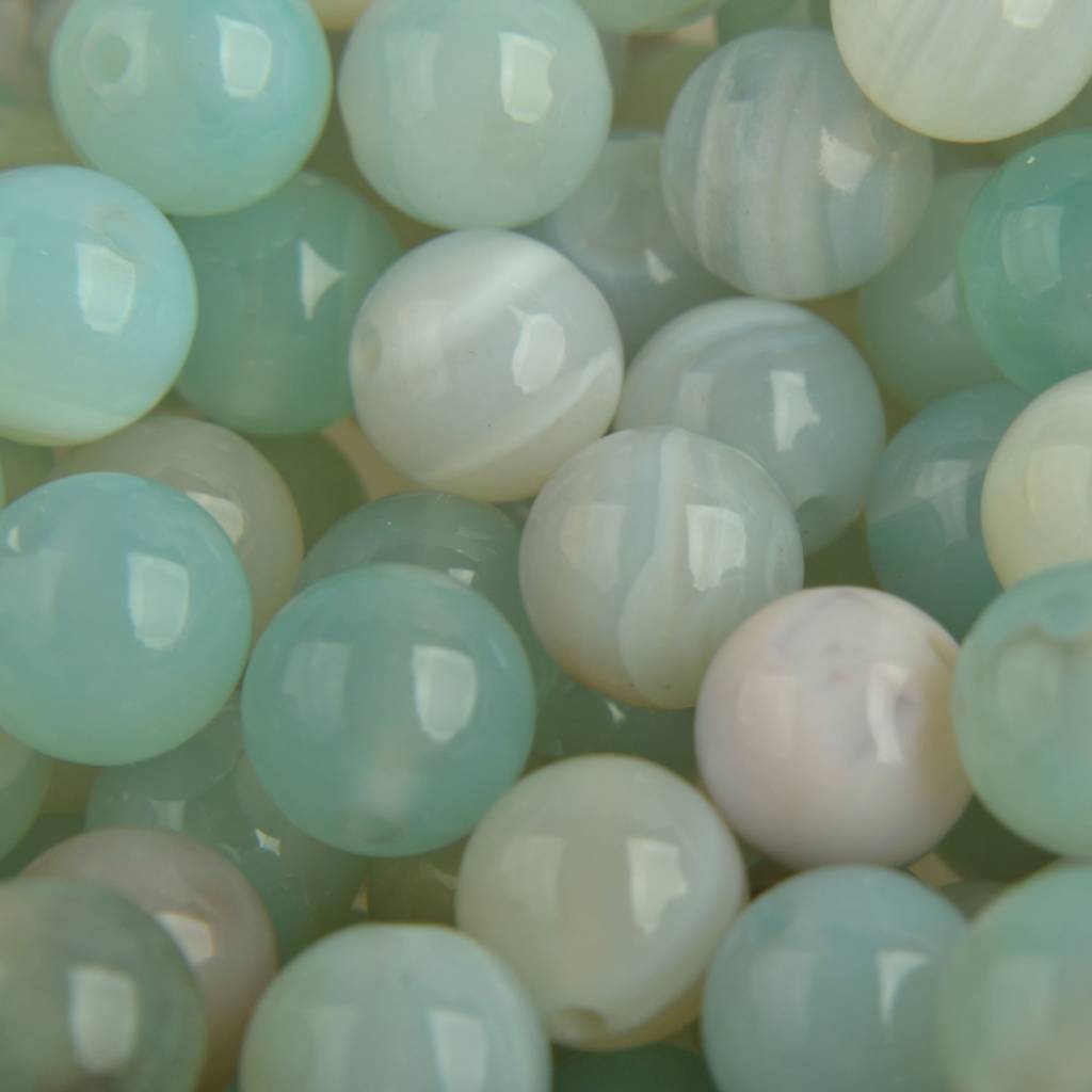 Edelsteen striped aqua groen agaat kraal rond 8mm-Kraaltjes van Renate