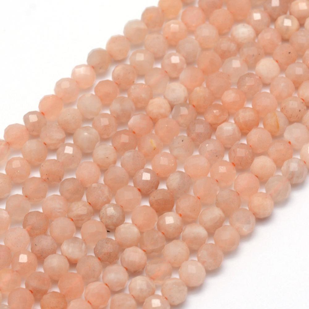 Edelsteen sunstone faceted 3mm- ±30 stuks-bedels-Kraaltjes van Renate