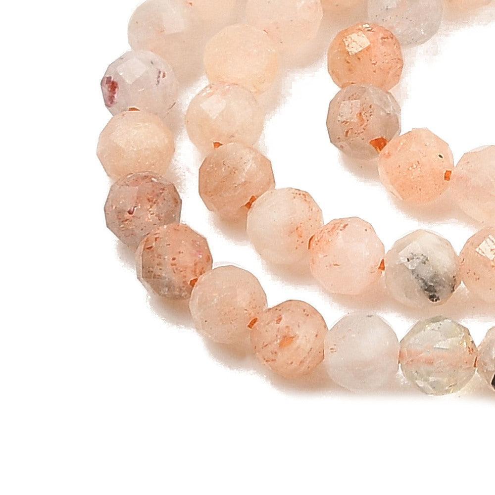 Edelsteen sunstone faceted 3mm - ±33 stuks-bedels-Kraaltjes van Renate