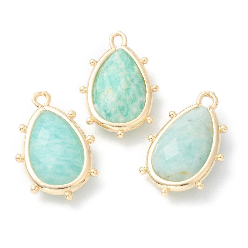 Edelsteen teardrop bedel amazoniet 22,5mm- per stuk-bedels-Kraaltjes van Renate