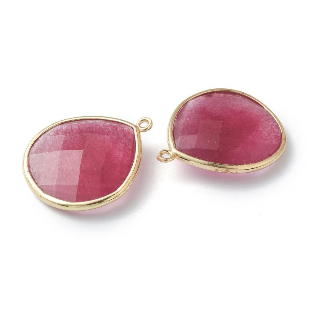 Edelsteen teardrop bedel jade magenta 28mm- per stuk-bedels-Kraaltjes van Renate