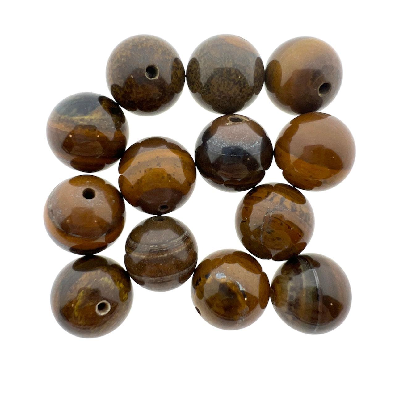 Edelsteen tijgeroog bruin 12mm- per stuk-Kralen-Kraaltjes van Renate