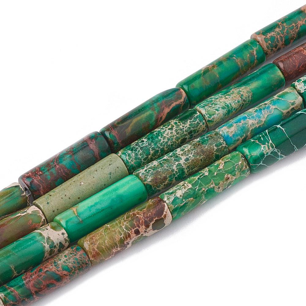 Edelsteen tube kraal Imperial Jasper green forest 12x4mm-Kralen-Kraaltjes van Renate
