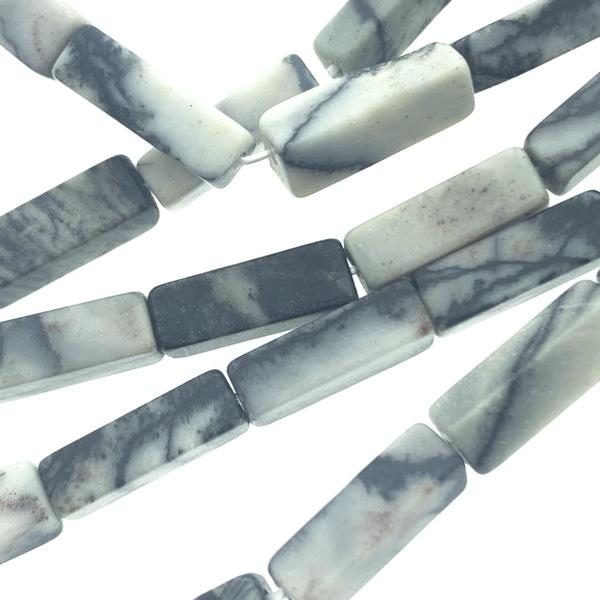 Edelsteen tube kraal rechthoek Black Silk Stone 13x5mm-Kraaltjes van Renate