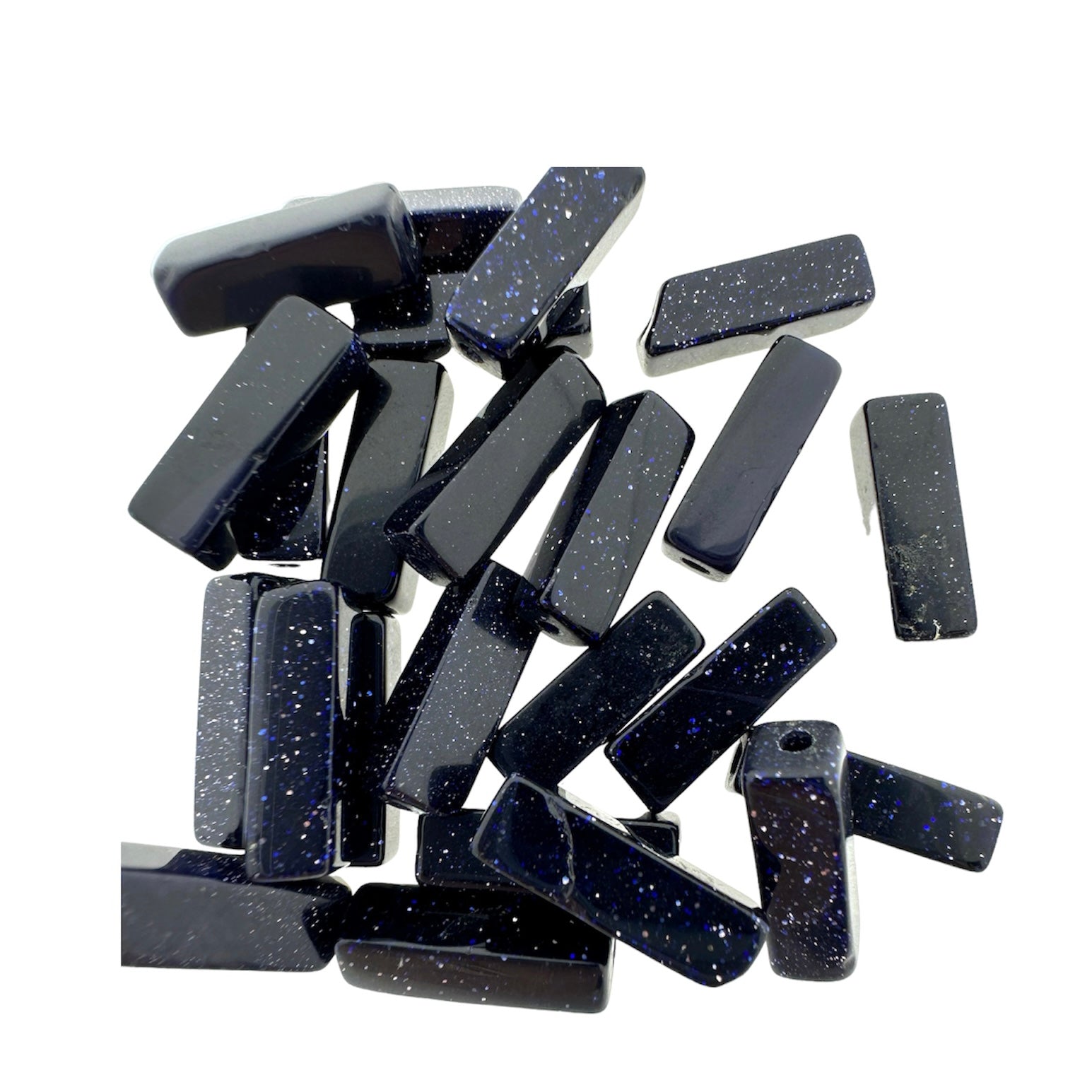 Edelsteen tube kraal rechthoek Bleu Goldstone 13x5mm-Kralen-Kraaltjes van Renate