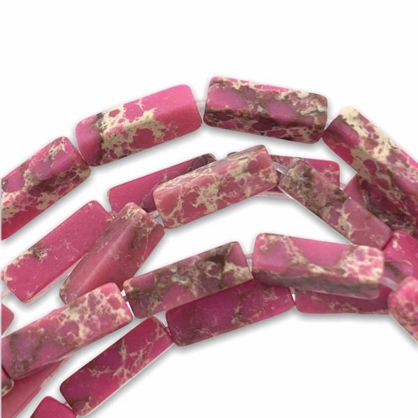 Edelsteen tube kraal rechthoek Imperial Jasper deep pink 12x4mm-Kraaltjes van Renate