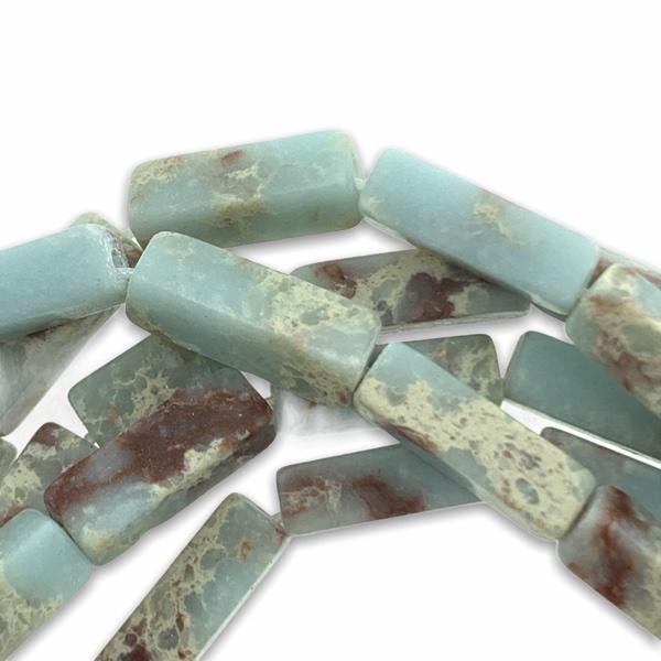 Edelsteen tube kraal rechthoek Imperial Jasper light blue 13x5mm-Kraaltjes van Renate