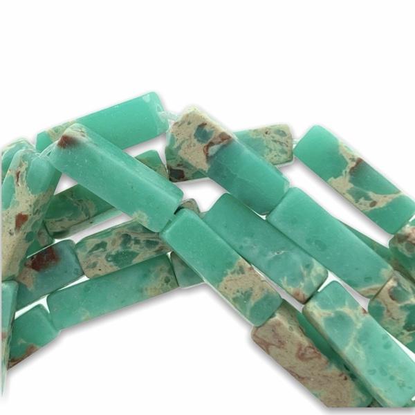 Edelsteen tube kraal rechthoek Imperial Jasper turquoise 12x4mm-Kraaltjes van Renate