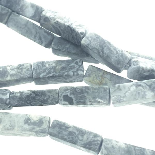 Edelsteen tube kraal rechthoek Nature Map Stone 13x5mm-Kraaltjes van Renate