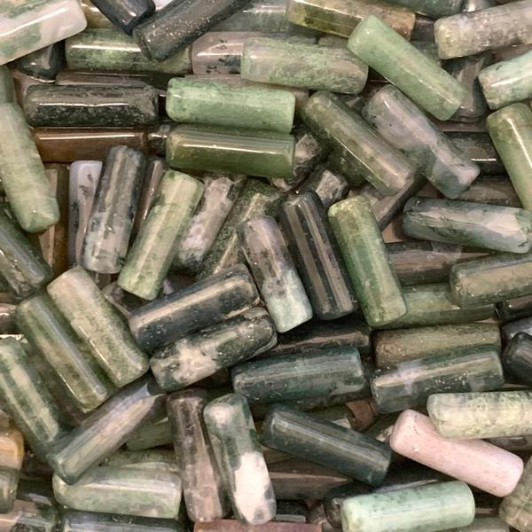 Edelsteen tube kraal rond Moss Agaat 14x5mm-Kraaltjes van Renate