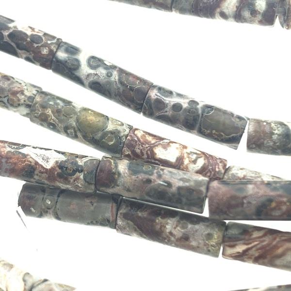 Edelsteen tube kraal rond Natural Leopard Skin Jasper 13x4mm-Kraaltjes van Renate