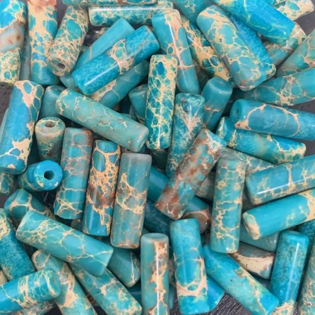 Edelsteen tube kraal rond Naturel Regalite Light Sky Blue 14x5mm-Kraaltjes van Renate