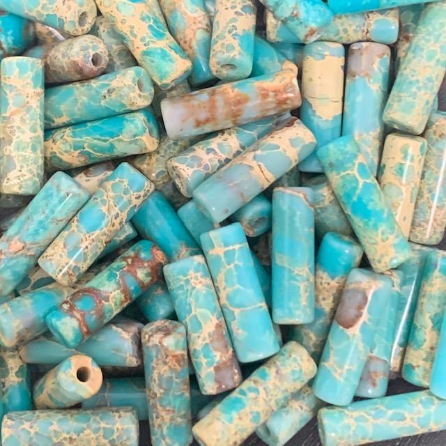 Edelsteen tube kraal rond Naturel Regalite Pale Turquoise 14x5mm-Kraaltjes van Renate