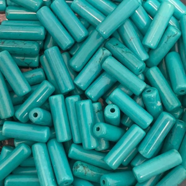 Edelsteen tube kraal rond Sinkiang Turquoise 14x5mm-Kraaltjes van Renate