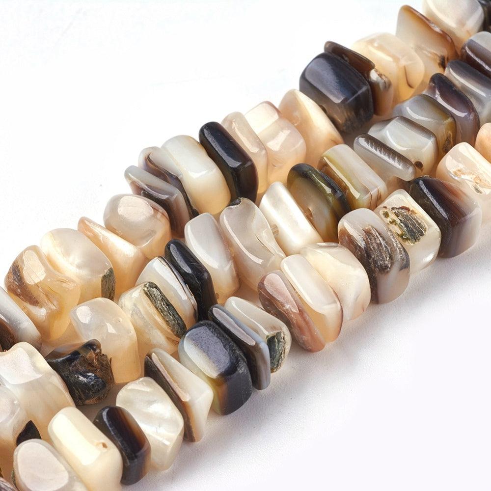 Edelsteen vierkante chips seashell kleur 6-11mm - 10 gram-Kralen-Kraaltjes van Renate