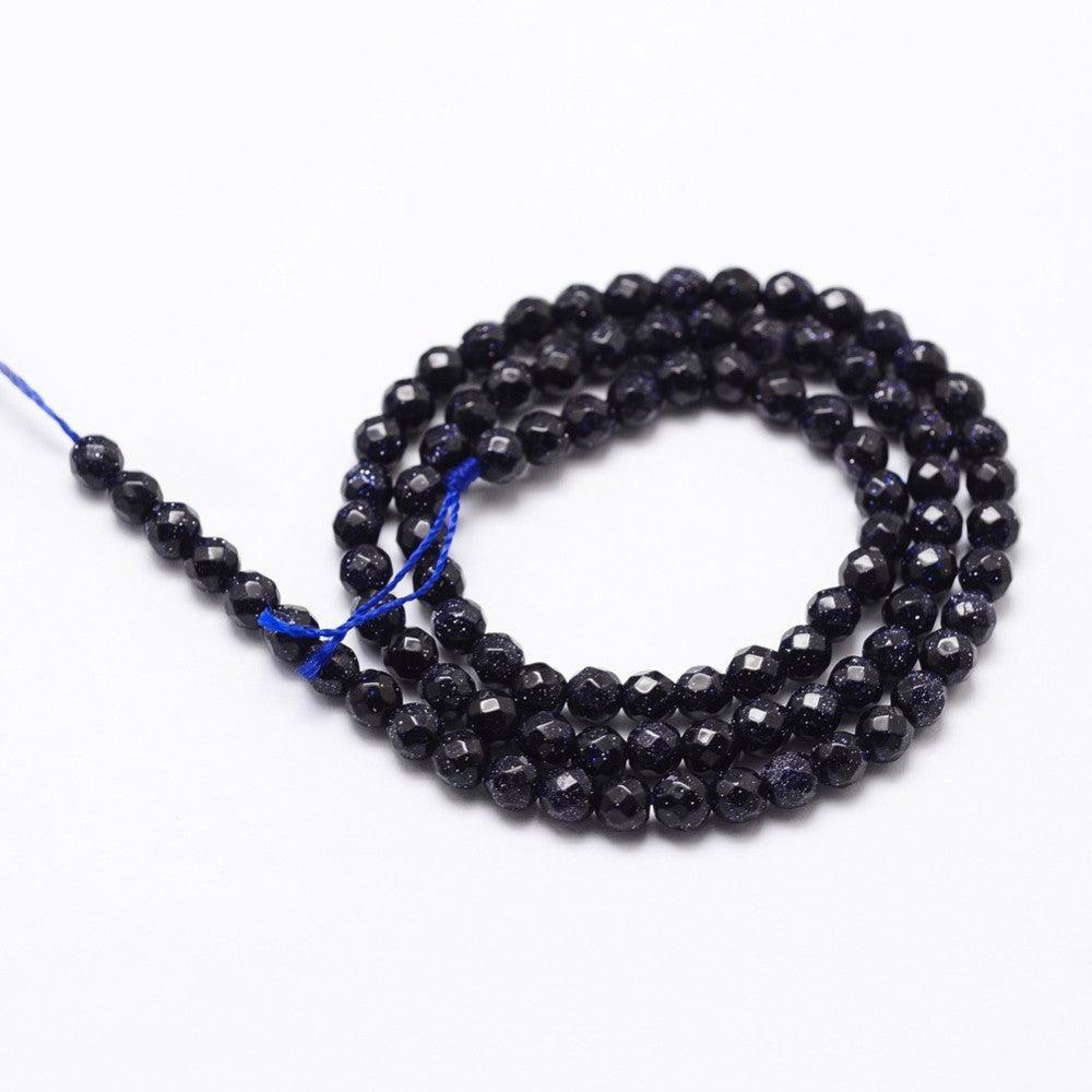 Edelstenen Kralen Blauwe Goudsteen Facet 6mm - per 15 stuks-Kralen-Kraaltjes van Renate