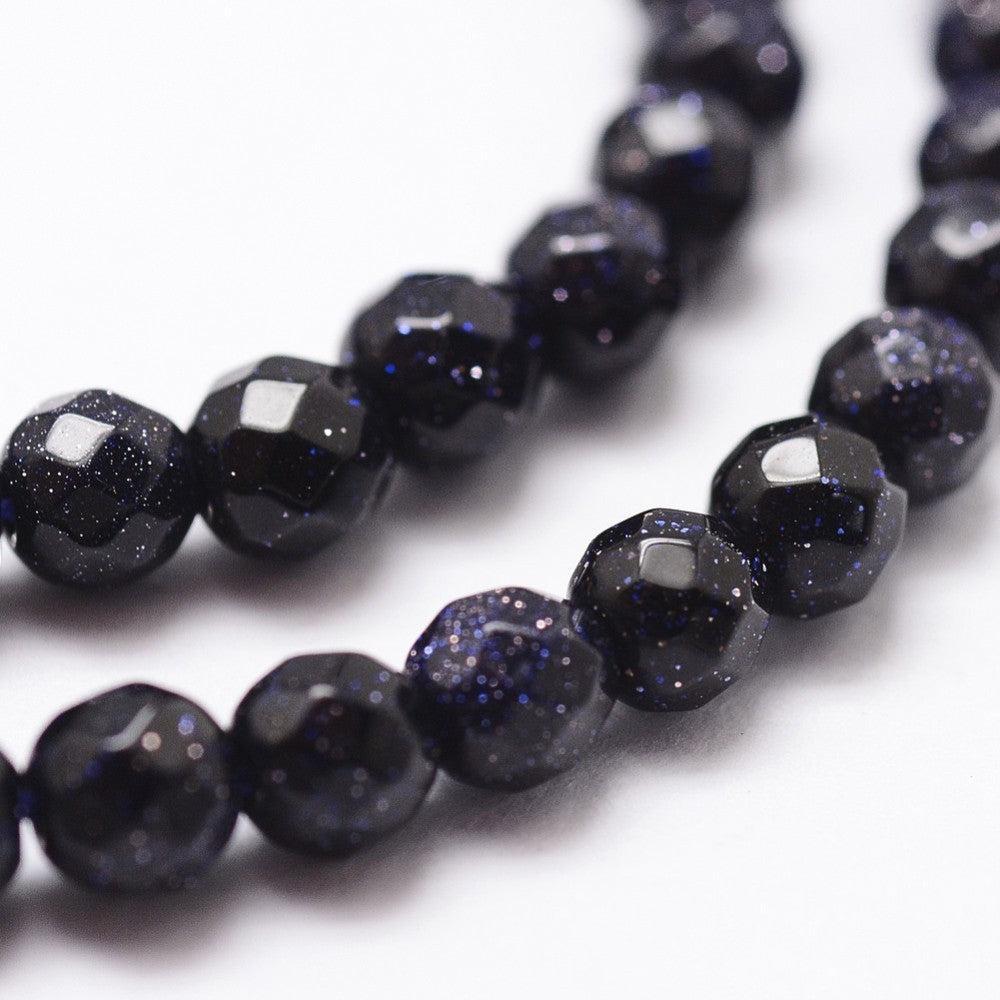 Edelstenen Kralen Blauwe Goudsteen Facet 6mm - per 15 stuks-Kralen-Kraaltjes van Renate
