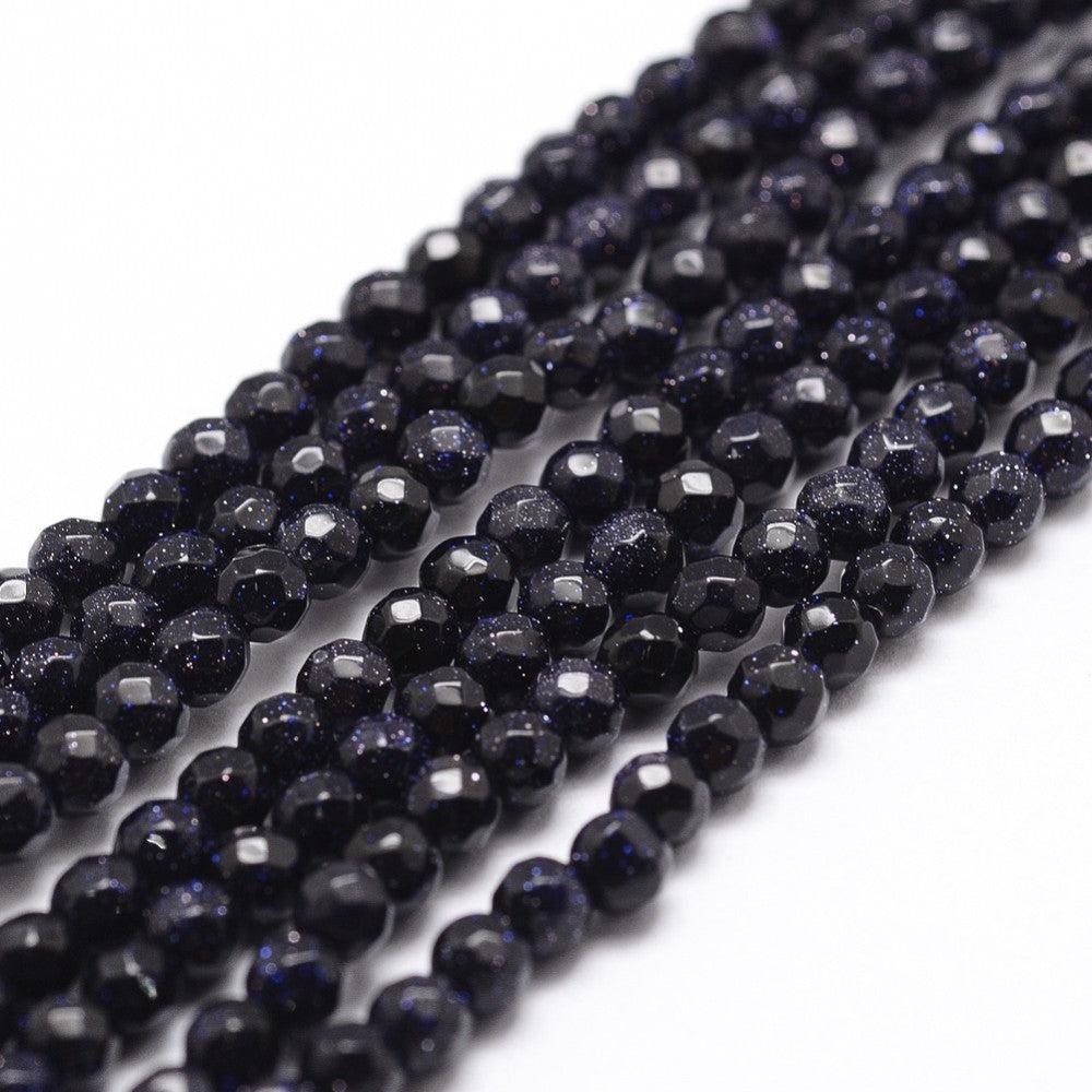 Edelstenen Kralen Blauwe Goudsteen Facet 6mm - per 15 stuks-Kralen-Kraaltjes van Renate