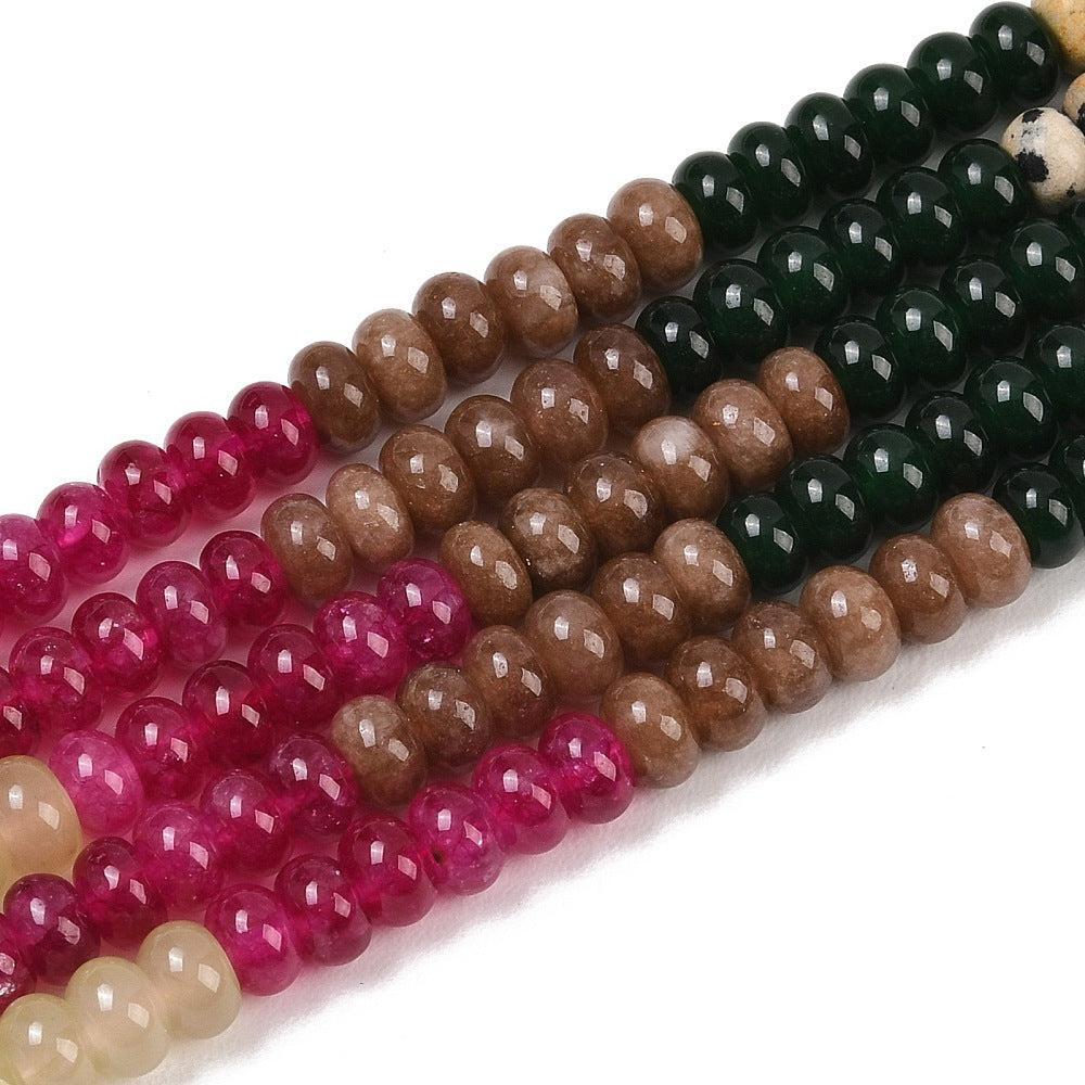 Edelstenen Mix Netstone / Jade / Jaspis Rondel Multicolor 6x4mm - per streng (± 95 stuks)-Kralen-Kraaltjes van Renate