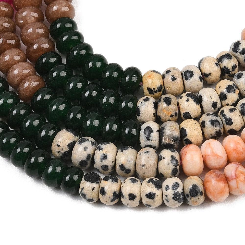 Edelstenen Mix Netstone / Jade / Jaspis Rondel Multicolor 6x4mm - per streng (± 95 stuks)-Kralen-Kraaltjes van Renate