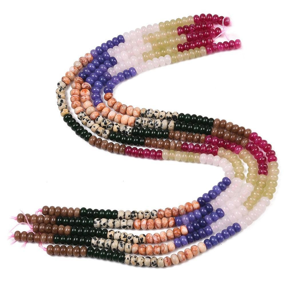 Edelstenen Mix Netstone / Jade / Jaspis Rondel Multicolor 6x4mm - per streng (± 95 stuks)-Kralen-Kraaltjes van Renate