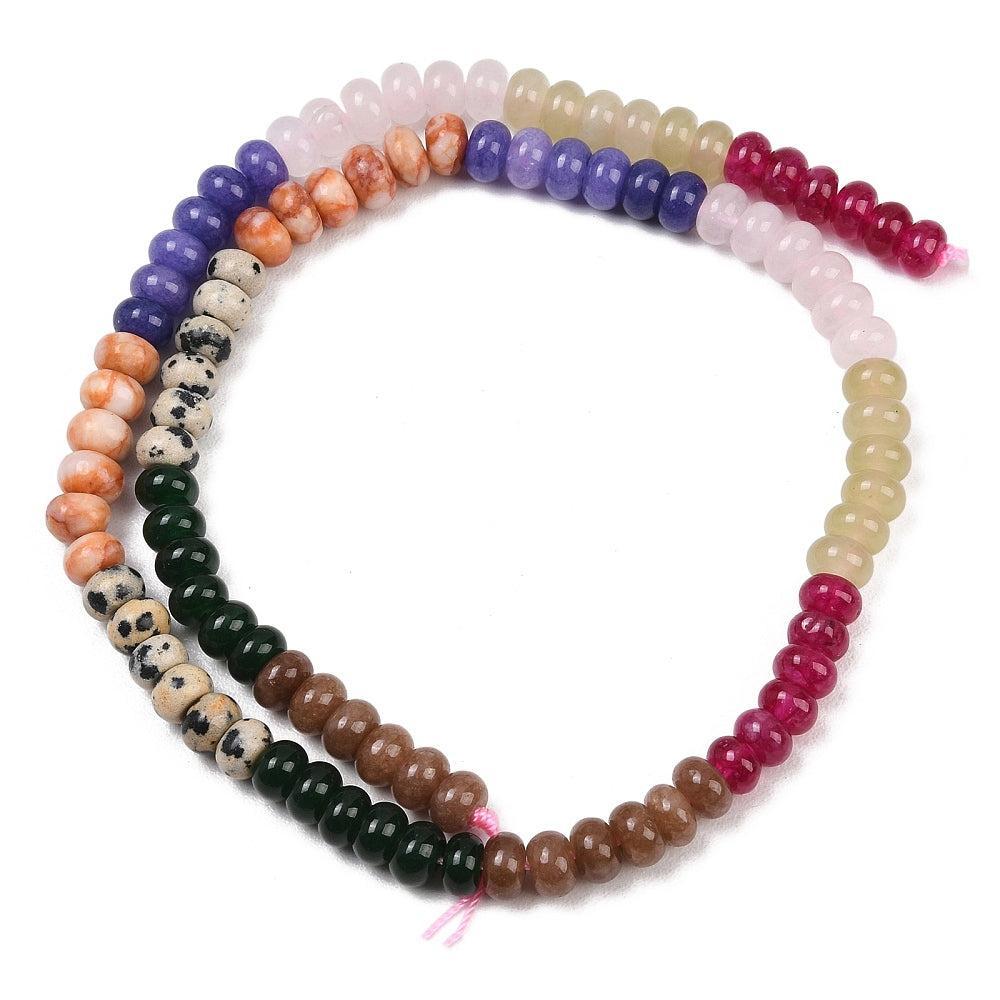 Edelstenen Mix Netstone / Jade / Jaspis Rondel Multicolor 6x4mm - per streng (± 95 stuks)-Kralen-Kraaltjes van Renate