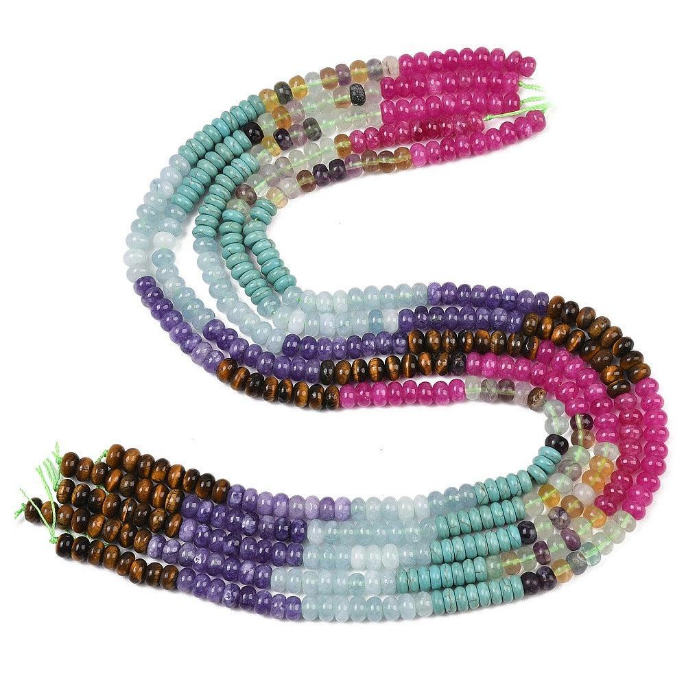 Edelstenen Mix Tijgeroog Fluoriet Rondel Multicolor 6x4mm - per streng (± 95 stuks)-Kralen-Kraaltjes van Renate