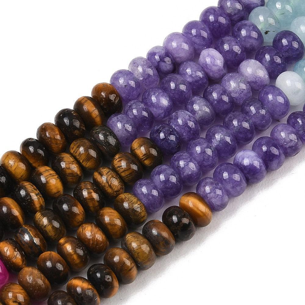 Edelstenen Mix Tijgeroog Fluoriet Rondel Multicolor 6x4mm - per streng (± 95 stuks)-Kralen-Kraaltjes van Renate
