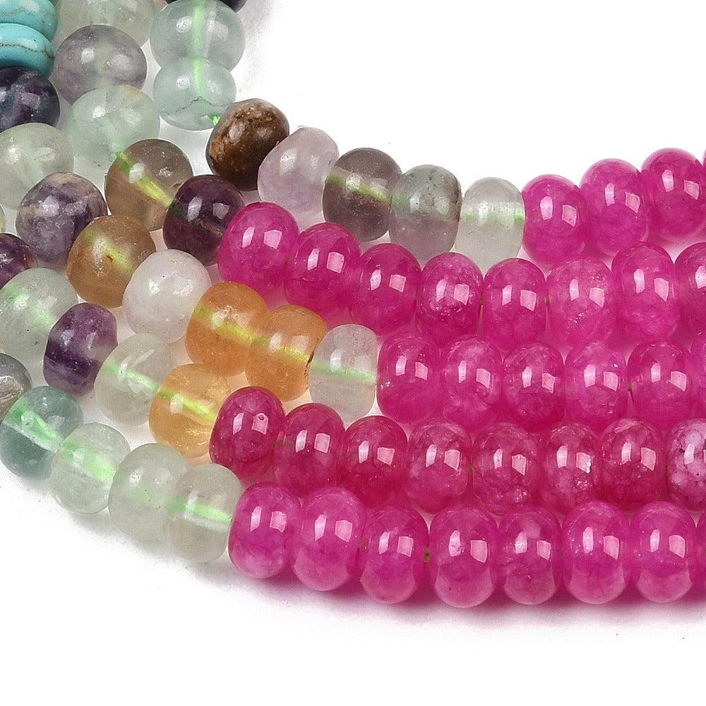 Edelstenen Mix Tijgeroog Fluoriet Rondel Multicolor 6x4mm - per streng (± 95 stuks)-Kralen-Kraaltjes van Renate