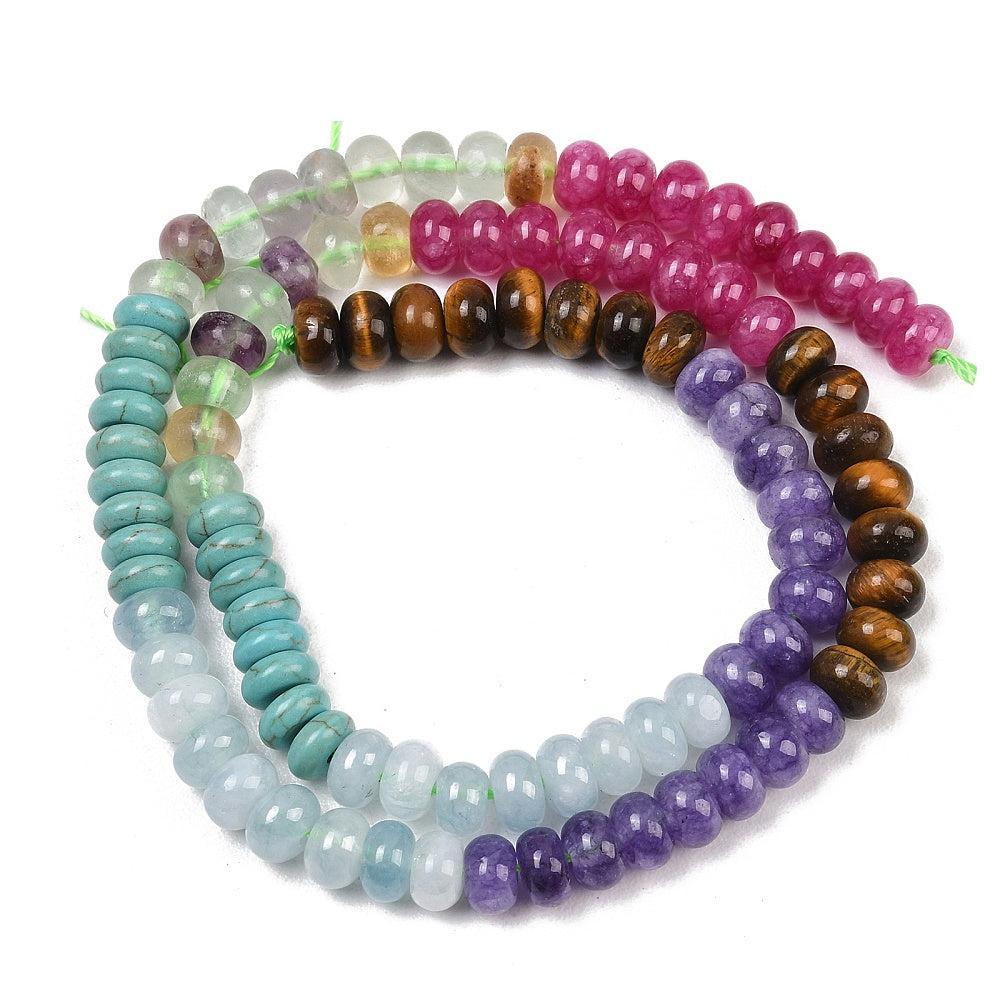 Edelstenen Mix Tijgeroog Fluoriet Rondel Multicolor 6x4mm - per streng (± 95 stuks)-Kralen-Kraaltjes van Renate