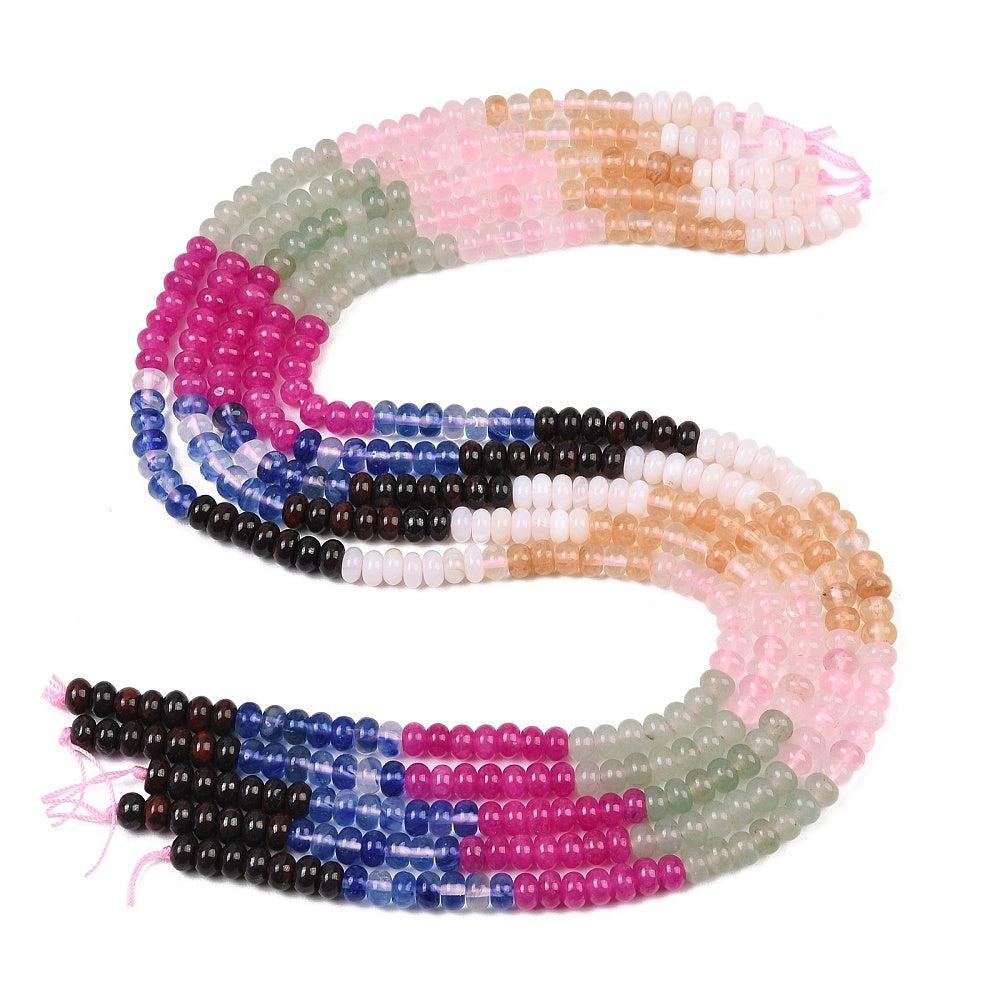 Edelstenen Mix Watermeloen Rozenkwarts Rondel Multicolor 6x4mm - per streng (± 95 stuks)-Kralen-Kraaltjes van Renate