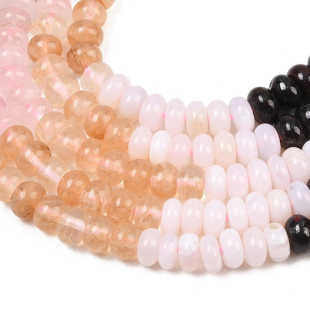 Edelstenen Mix Watermeloen Rozenkwarts Rondel Multicolor 6x4mm - per streng (± 95 stuks)-Kralen-Kraaltjes van Renate