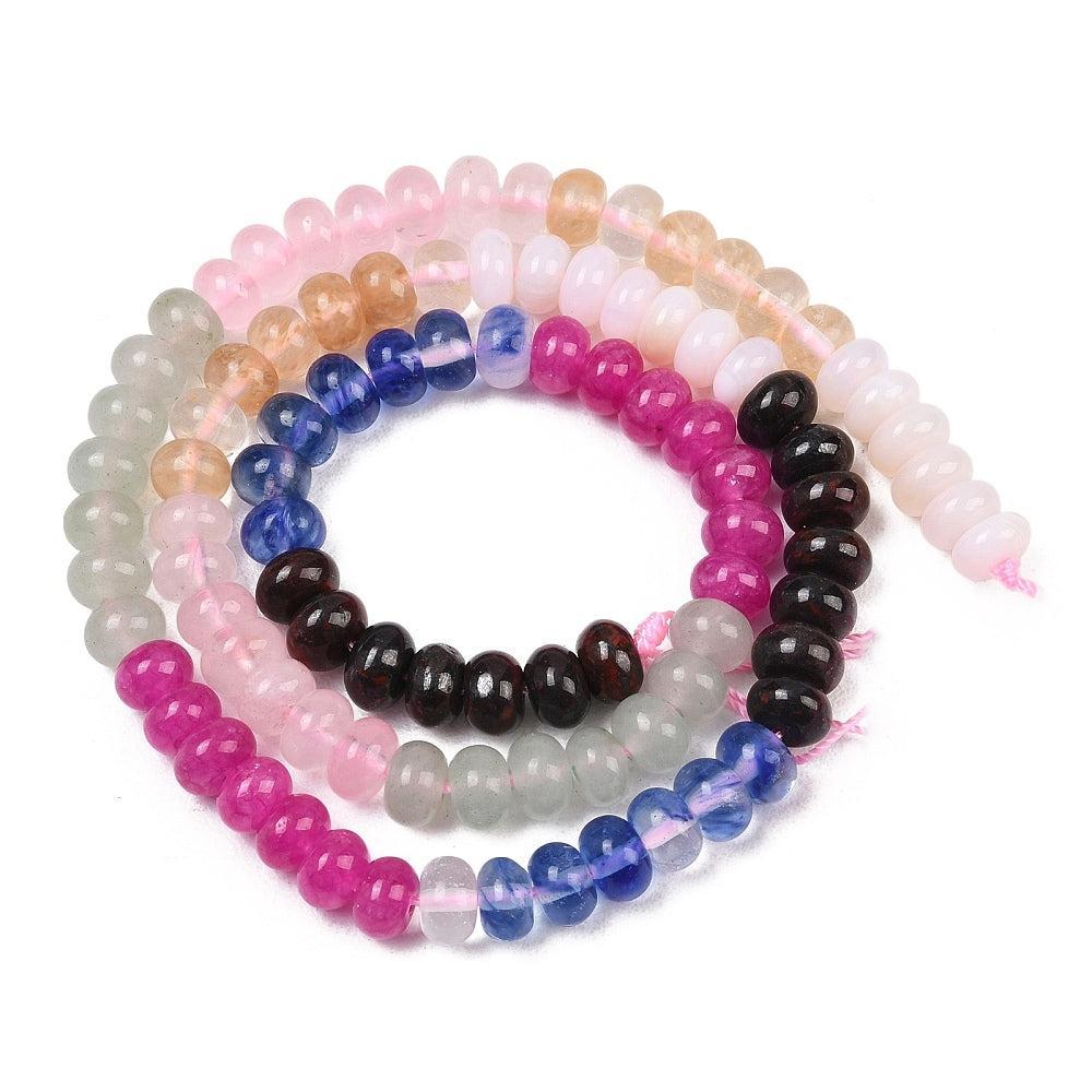Edelstenen Mix Watermeloen Rozenkwarts Rondel Multicolor 6x4mm - per streng (± 95 stuks)-Kralen-Kraaltjes van Renate