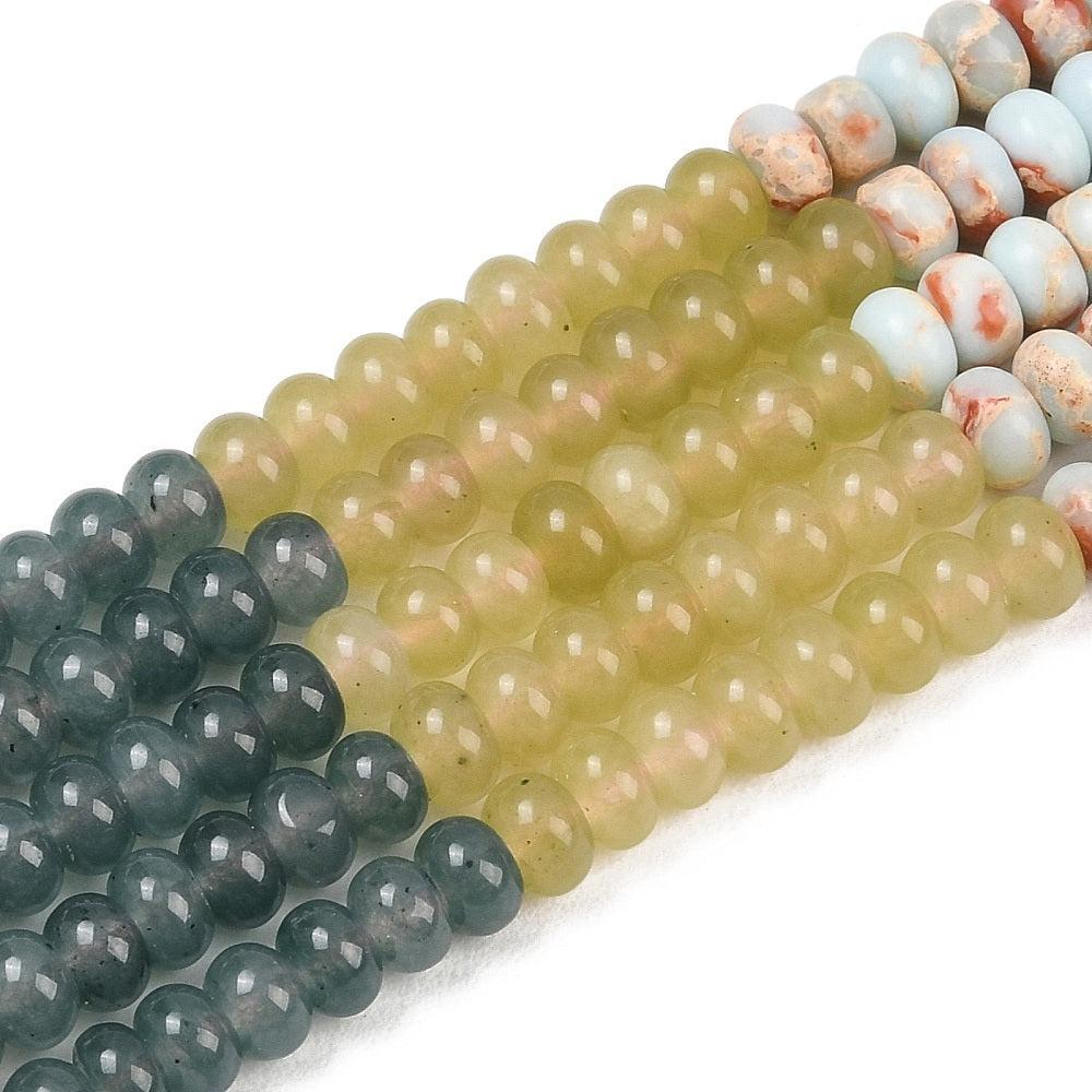 Edelstenen Mix Witte Jade Rondel Multicolor 6x4mm - per streng (± 95 stuks)-Kralen-Kraaltjes van Renate