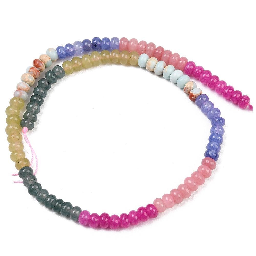 Edelstenen Mix Witte Jade Rondel Multicolor 6x4mm - per streng (± 95 stuks)-Kralen-Kraaltjes van Renate